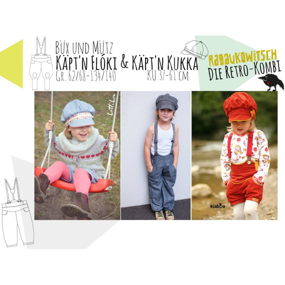 Ebook - Kombi Hose Käpt'n Flóki Gr. 62 - 140 und Mütze Käpt'n Kukka 37cm-61cm - Rabaukowitsch